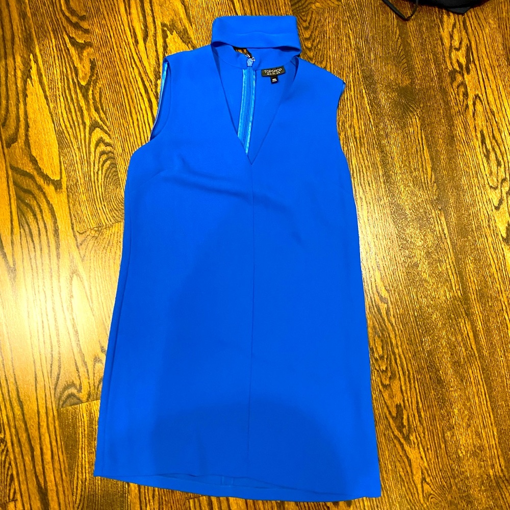 TopShop Blue Halter Dress with Neck Cuff